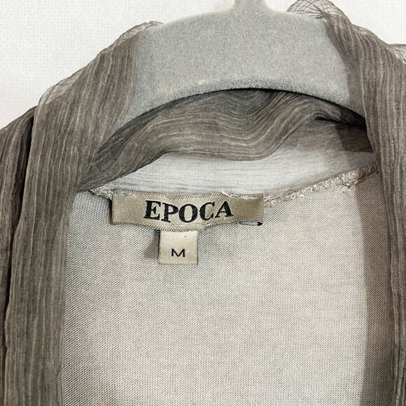 Epoca Gray Chiffon Jersey Knit Open Front Cardigan Lagenlook Artsy - Size Medium - Picture 2 of 4